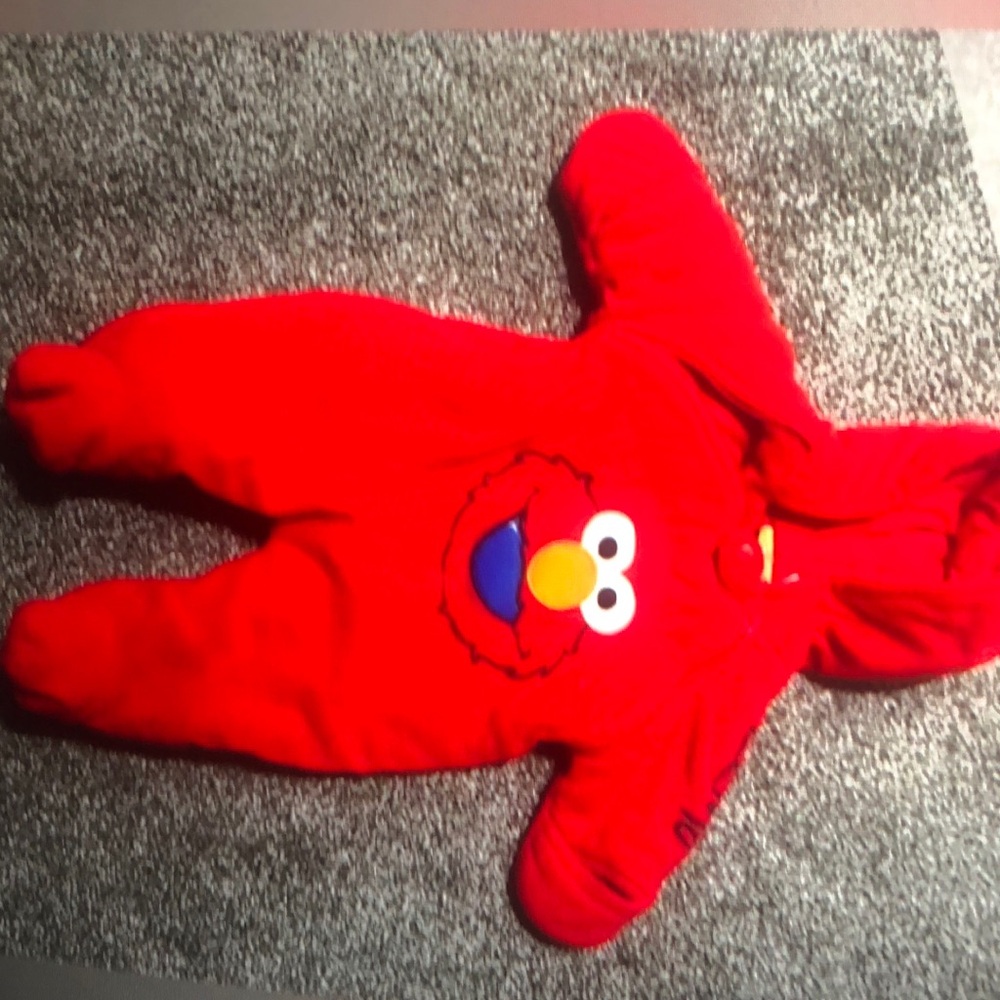 Red Elmo seame street hooded baby onesie